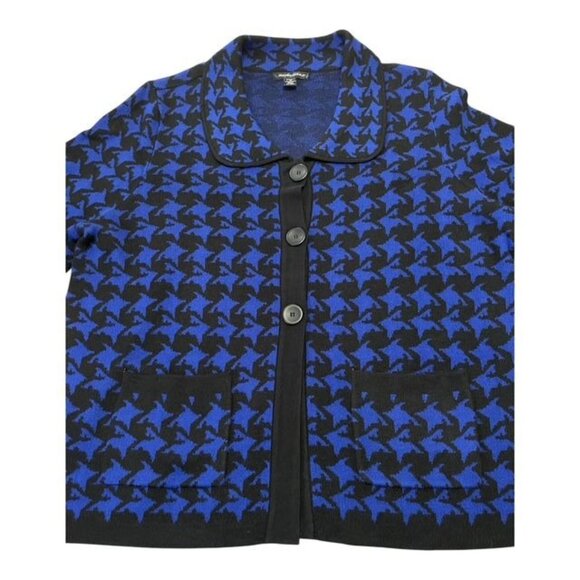 VTG Designers Original Women’s 1X Cardigan Sweater Jacket – Blue & Black Houndst - Picture 2 of 5
